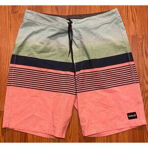 Hurley Weekend Mens 32 Board Shorts Striped Colorblock Beach Swim Trunks